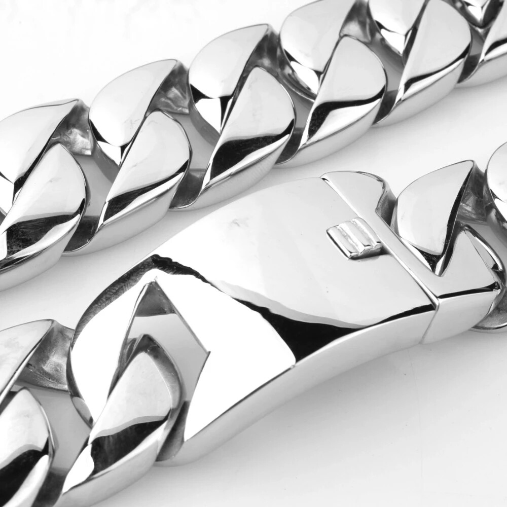 24/32mm Stainless Steel Heavy Gold/Silver Cuban Link Men Women Necklace Bracelet