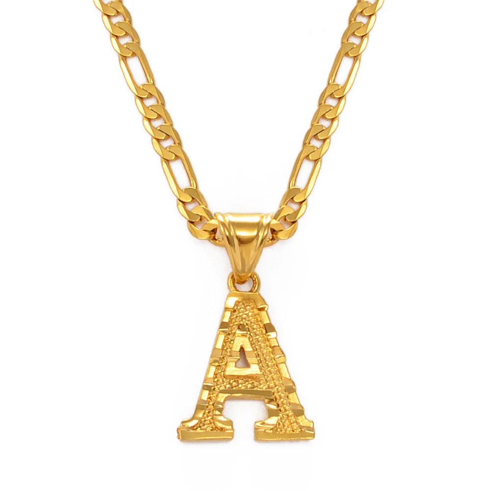 A-Z Letters Pendant Necklaces for Women Men English Initial Alphabet