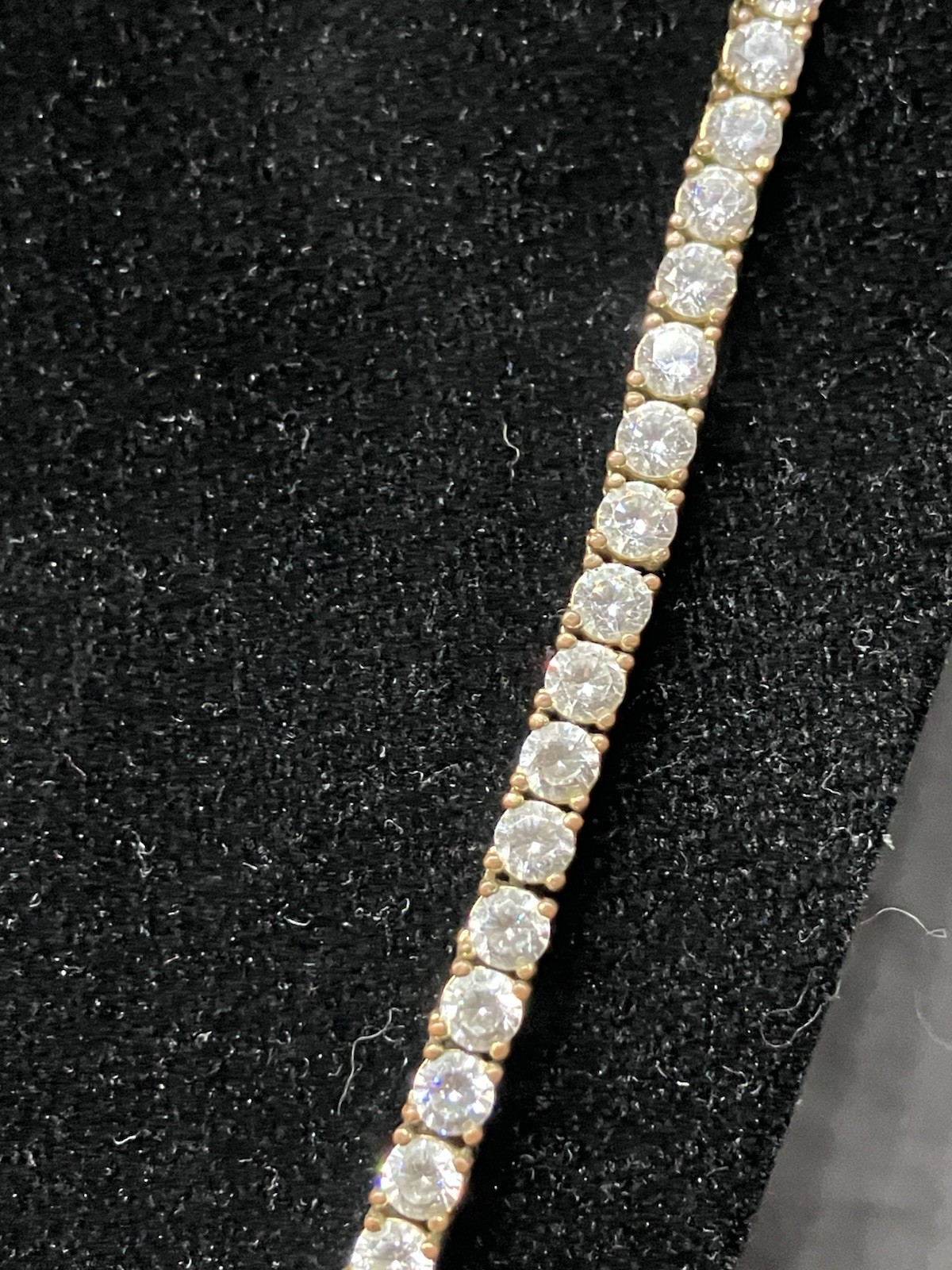 Womens/Mens goldtone cubic zirconia tennis necklace 22 inch 4mm stones 40gm wt