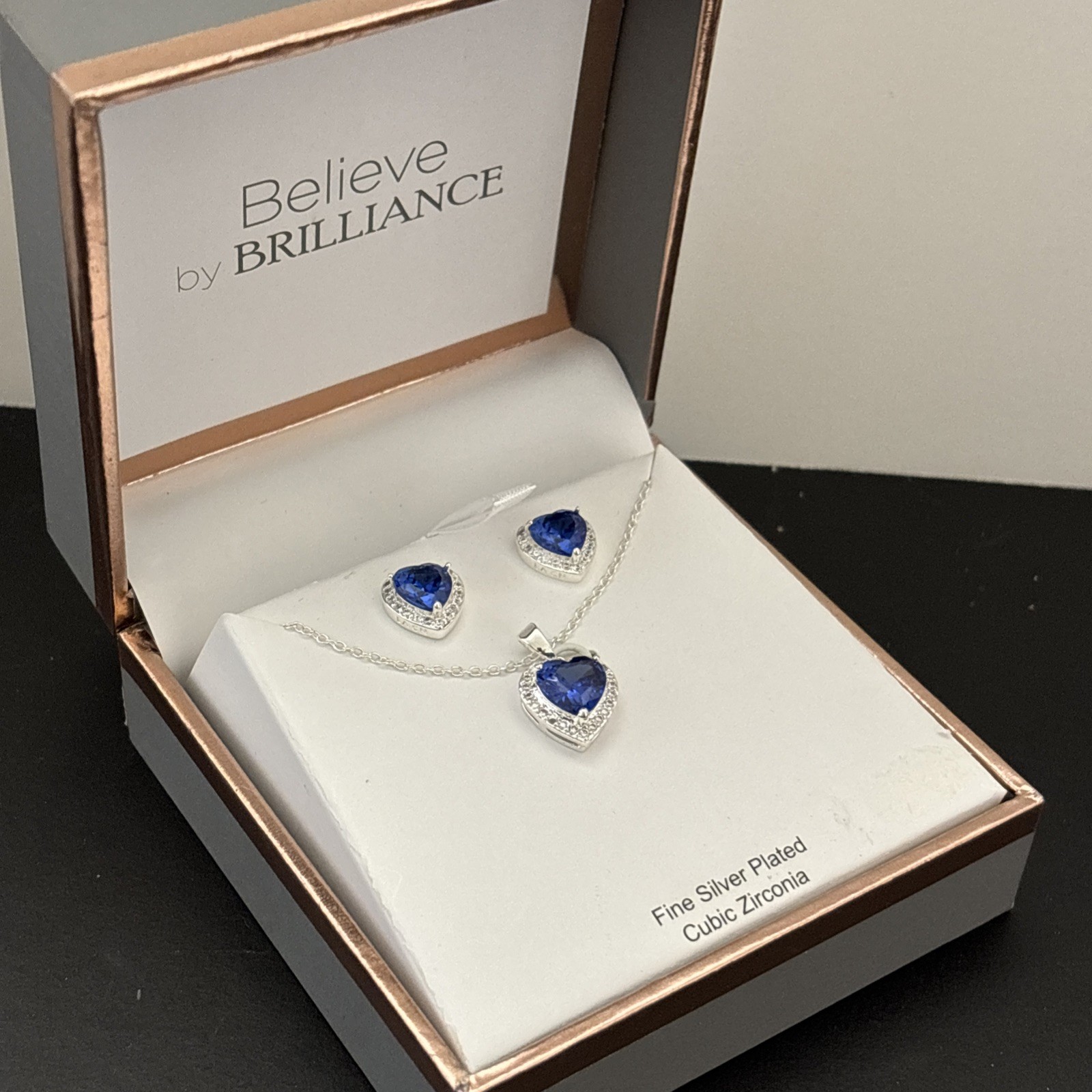 Brilliance Fine Jewelry Cubic Zirconia and Silver Plated – Necklace & Earrings