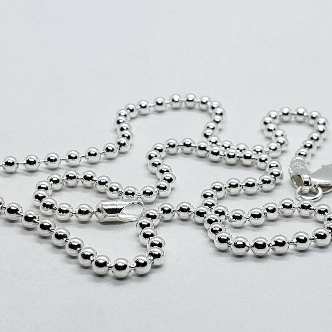 925 Sterling Silver Ball Bead Chain Necklace .925 Italy 3mm – All Sizes