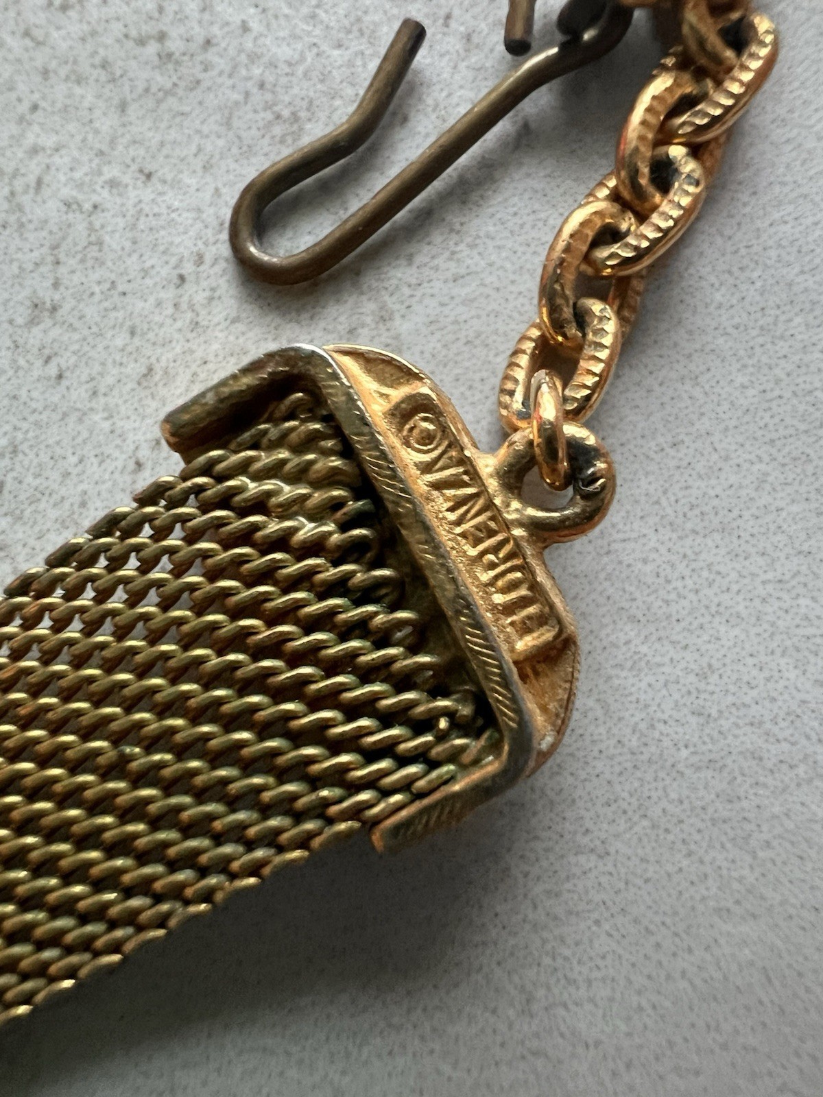 Florenza Gold Tone Mesh Choker Necklace Adjustable 12.5-16” Rare Piece! H4