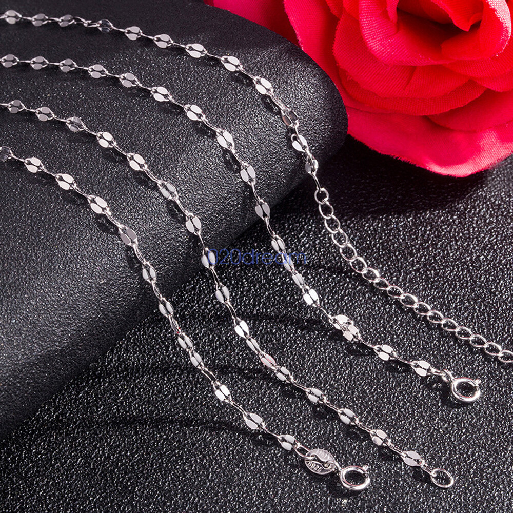 2.5mm Real 925 Sterling Silver Necklace Lips Chain Extend 14-24 inch Stamped