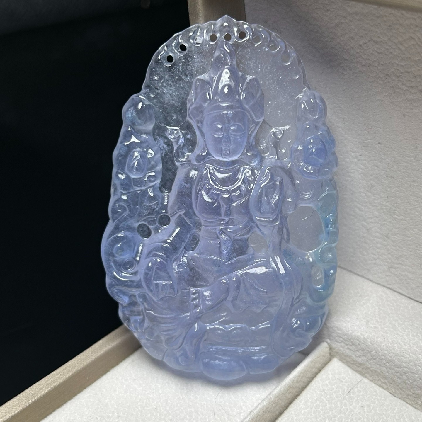 Nature ice white Burmese Jade Jadeite Carved Kwan-yin lucky Pendant&Necklaces