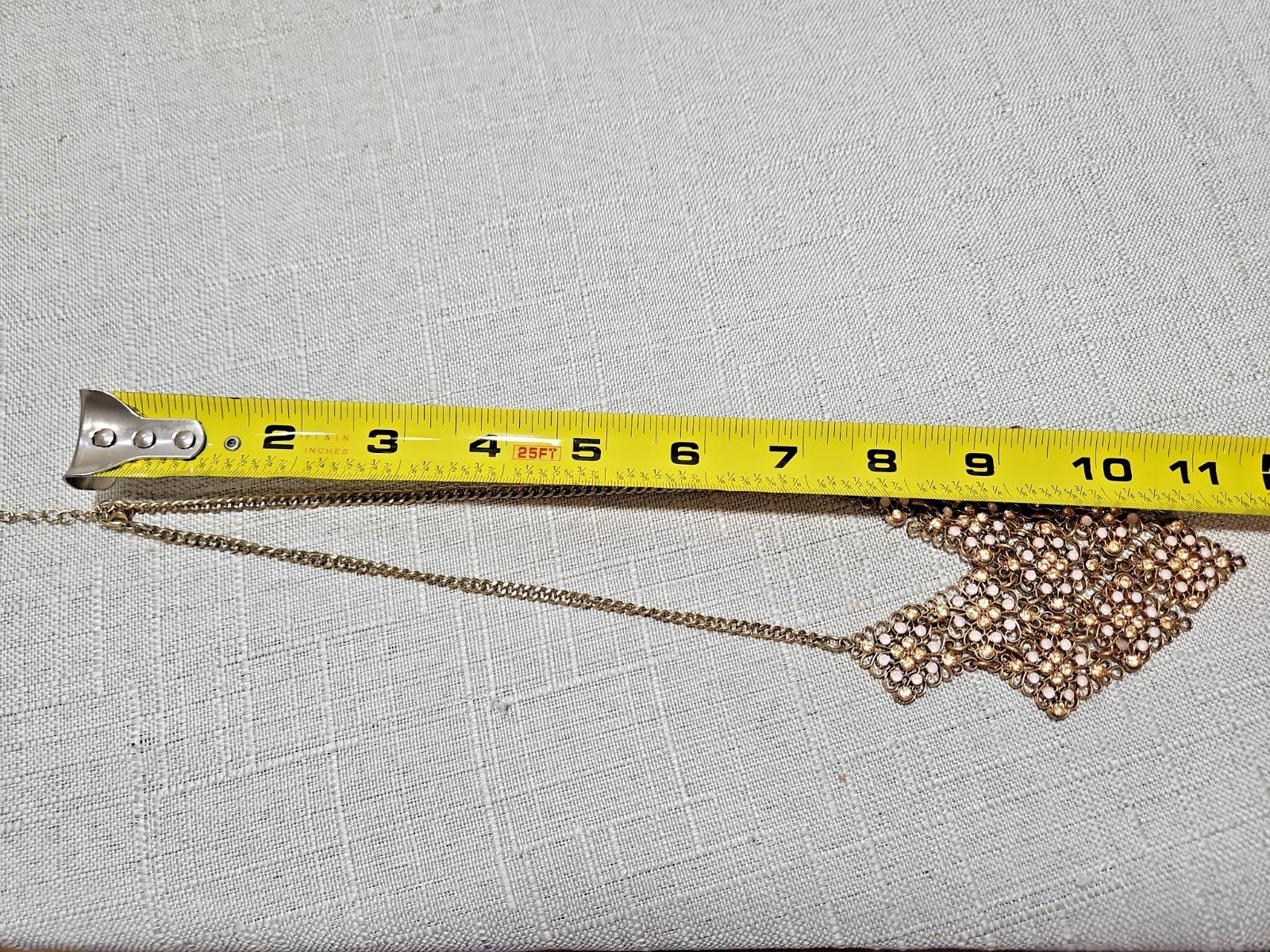 Light Pink And Gold Statement Bib Necklace Gold Tone Princess