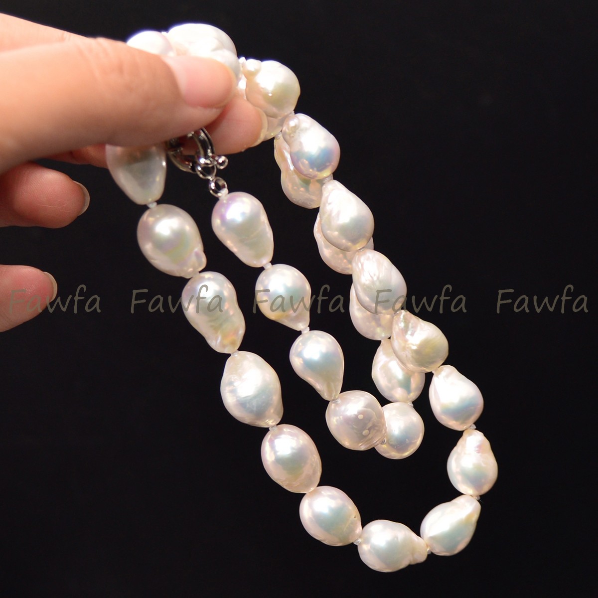 Big 14-16mm Natural Luster White Freshwater Baroque Pearl Necklace 16-36 inches