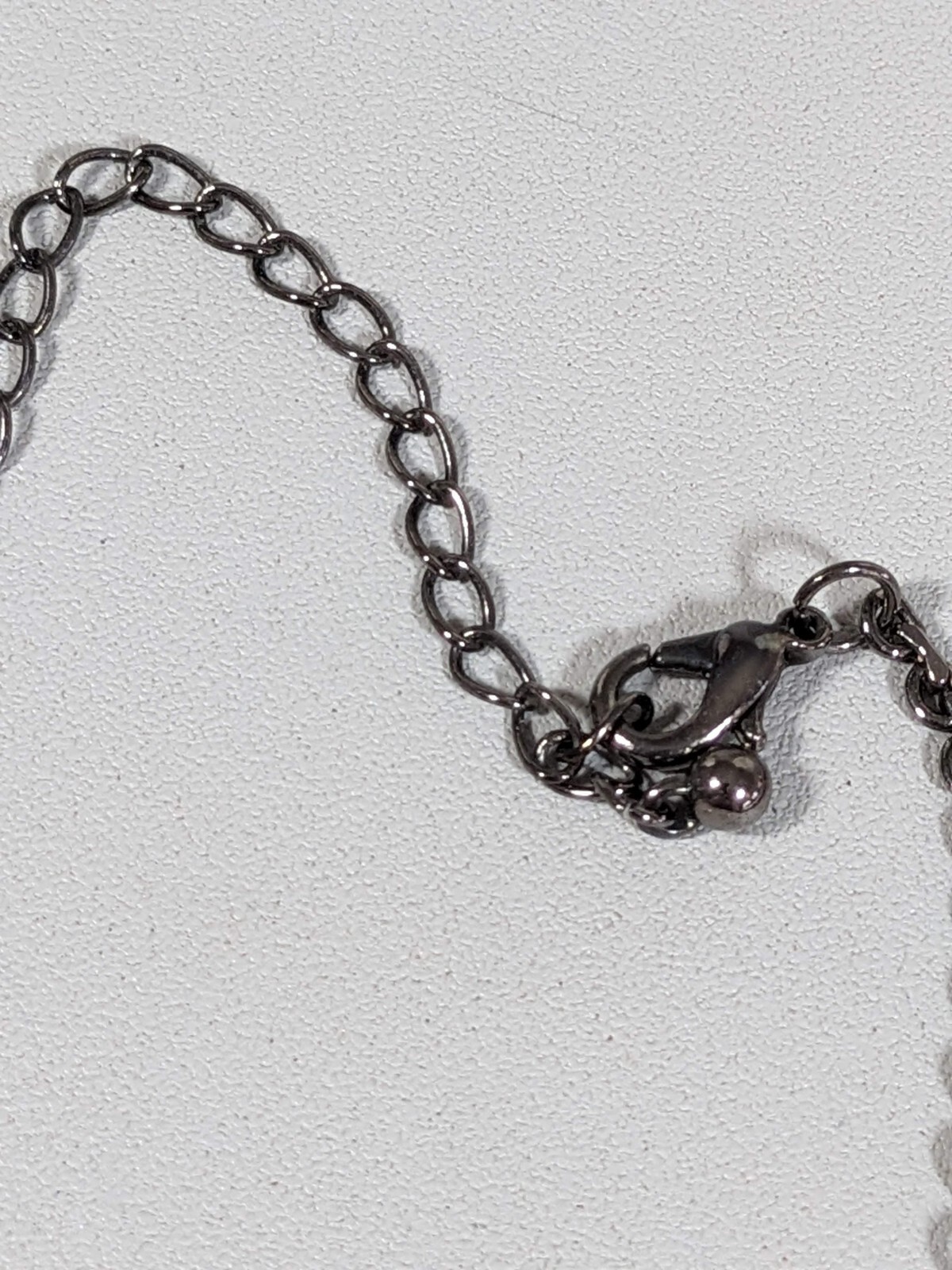 Gunmetal Gray Acrylic Round Charm Bead Choker Necklace 15 in