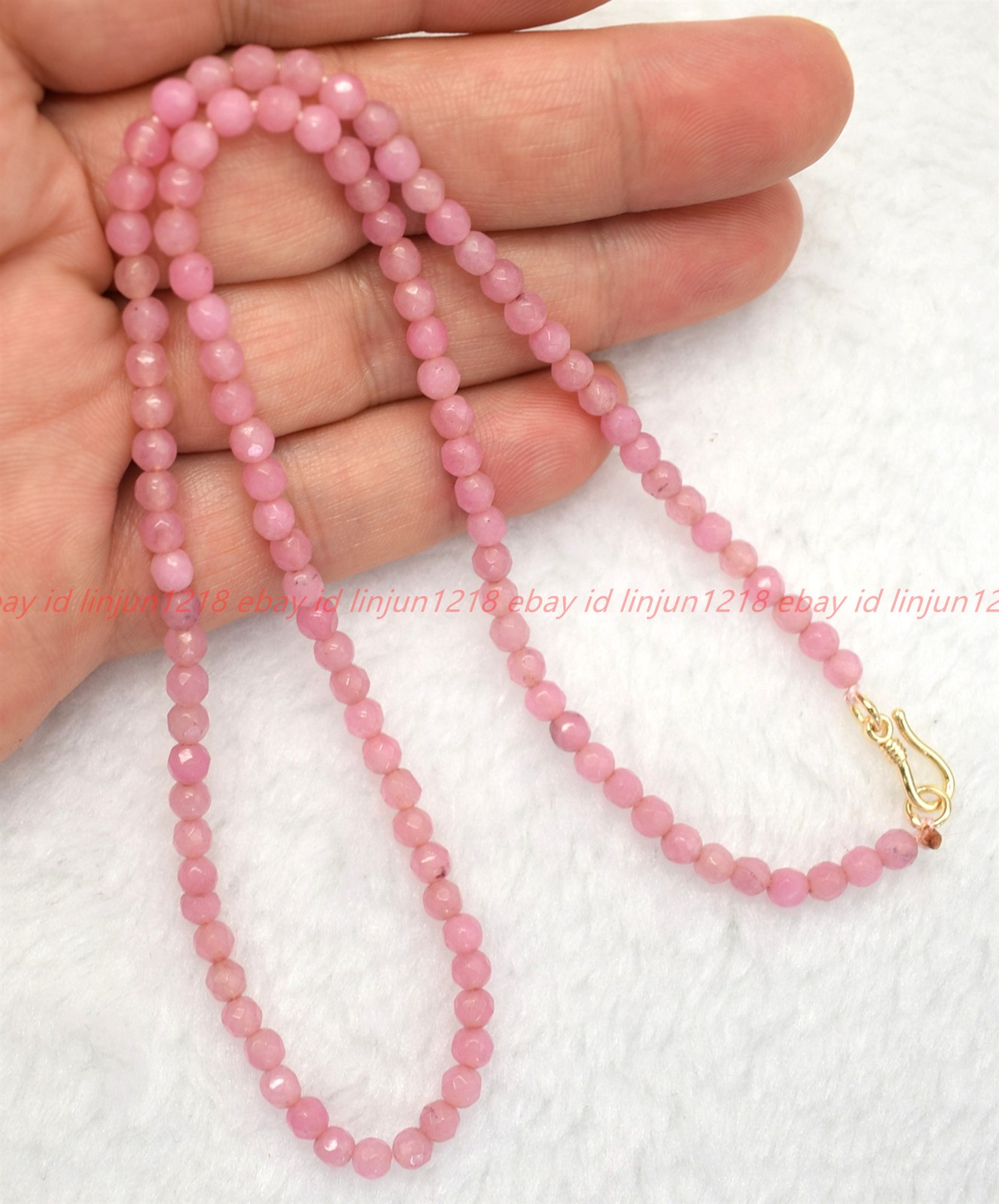 Natural 4mm Faceted Pink Jade Gemstone Rondelle Beads Necklace Bracelet 18/7.5in
