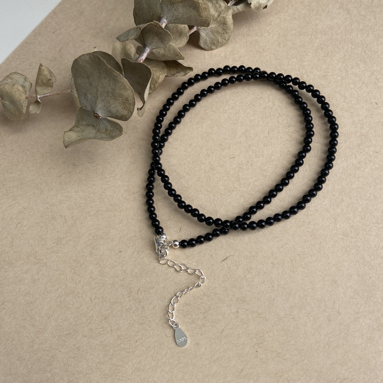 Fashion 4mm natural Black obsidian Beads Necklace Women Men Jewelry 16-50″