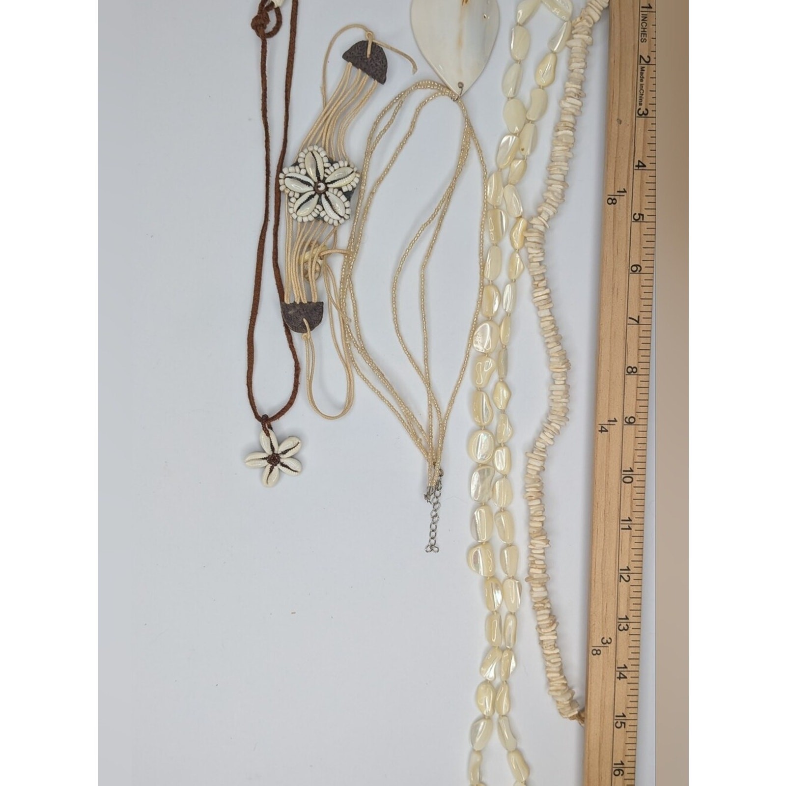 Necklaces Lot Boho Abalone Beach Cowrie Conch Shells Flower Layered Statement 7