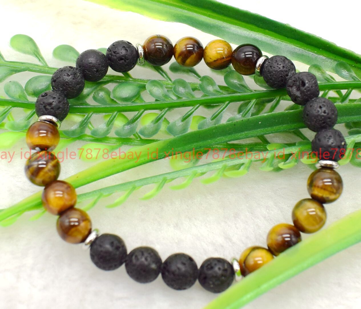 Natural 8mm Tiger’s Eye Lava Gems Round Bead Necklace Bracelet Earring 18/7.5in