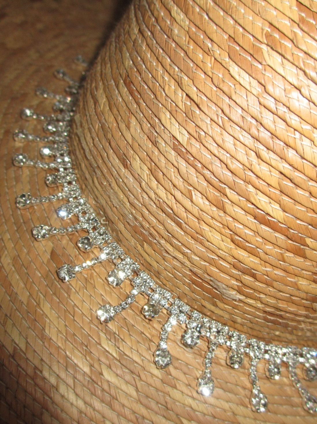 Rhinestone Hat Band Chain Necklace Sparkly Crystal Western Bonnet Belt Trim NEW