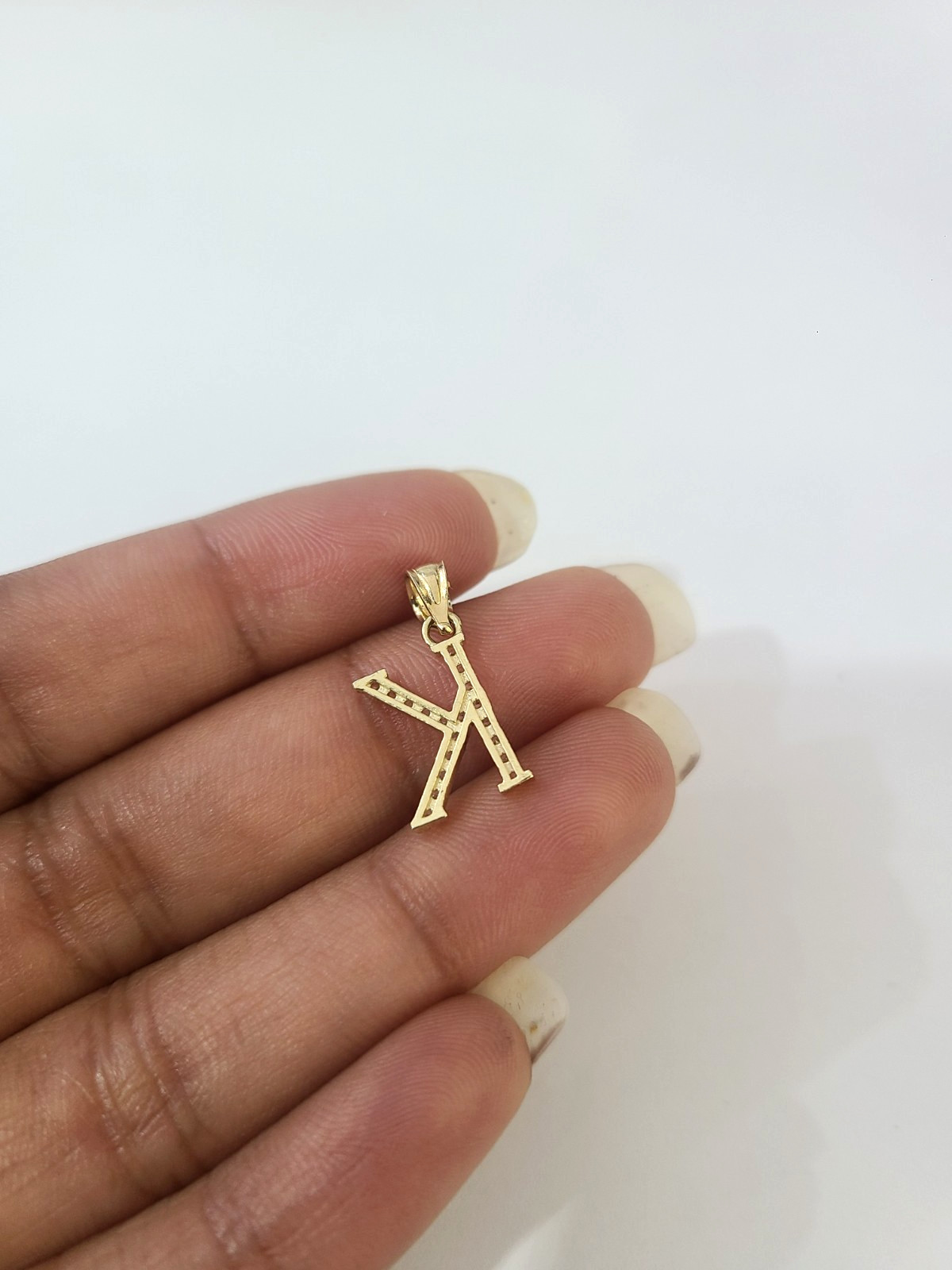 10K Gold Solid Franco Chain K Initial CZ Stone Pendant Set 1mm 16 18 20 22 Women