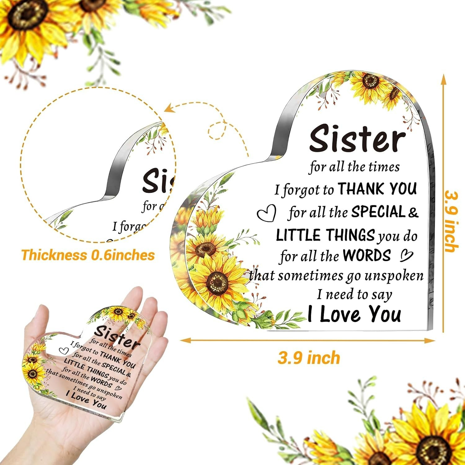 Personalized Acrylic Heart Sign – Touching Gifts for Sisters on Any Celebration
