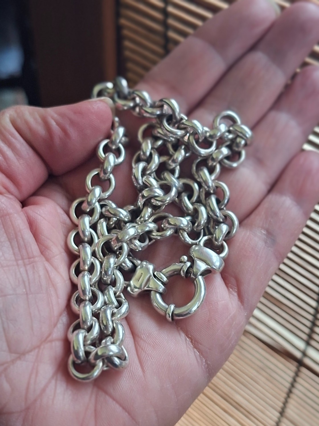 Vintage 925 Sterling Silver Belcher Chain Necklace 41g 50cm Classic Bolt Clasp