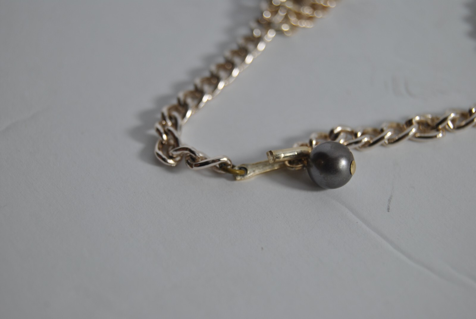 Swirl Faux Pearl Choker Necklace Multicolor Silver and Gold 14 inches