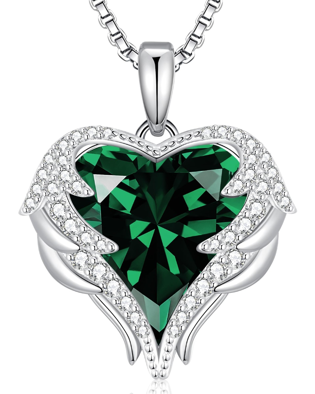 Angel Wings Heart Birthstone Pendant Necklace for Women – Meaningful Gift Idea