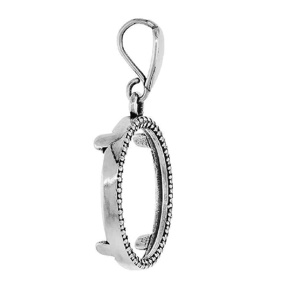18 mm Sterling Silver Illusion Edge 10 Cent Coin Bezel Pendant, Box Chain