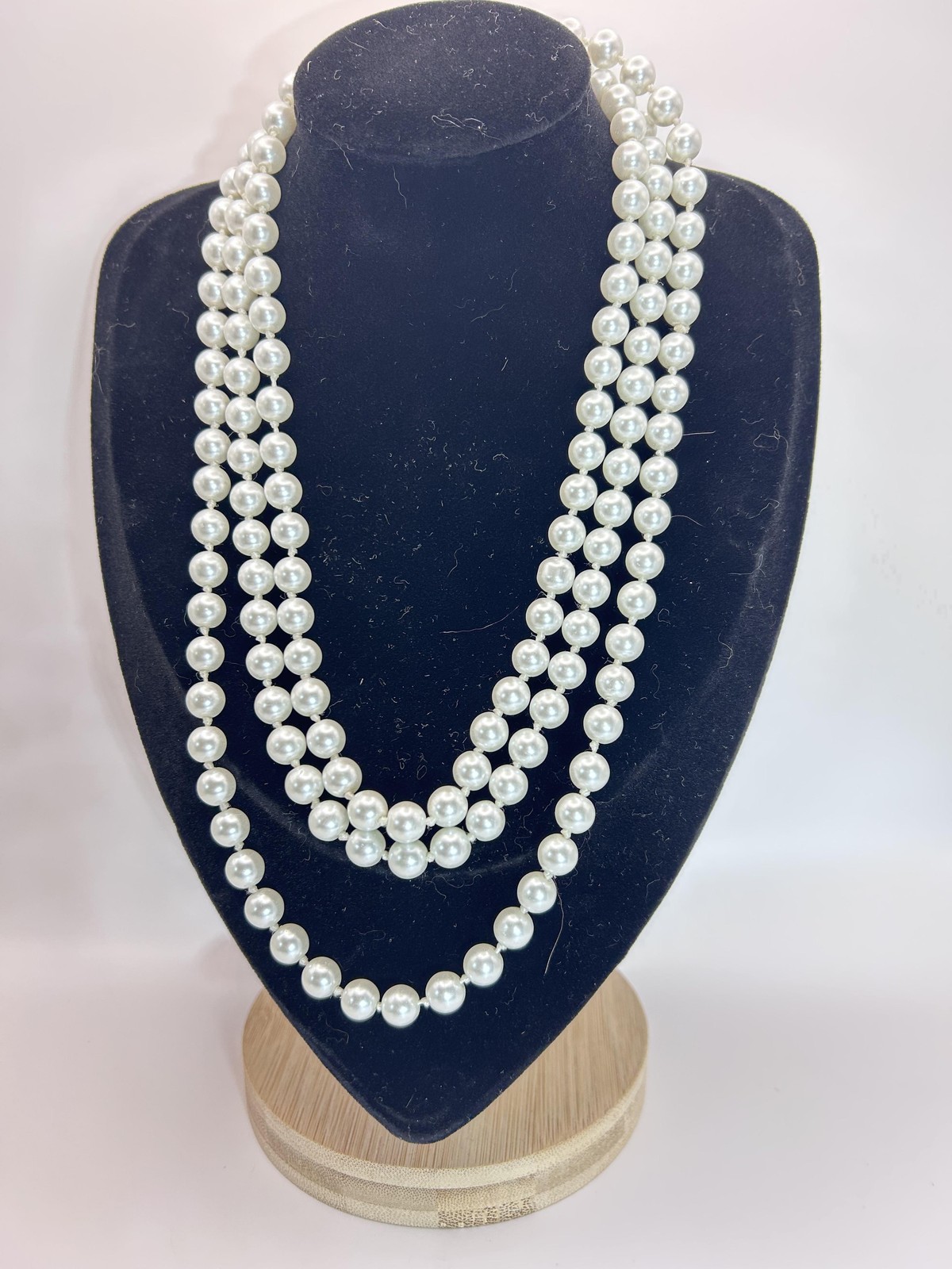 Necklace White Imitation Pearl Beaded Endless Strand Classic Layering Womens