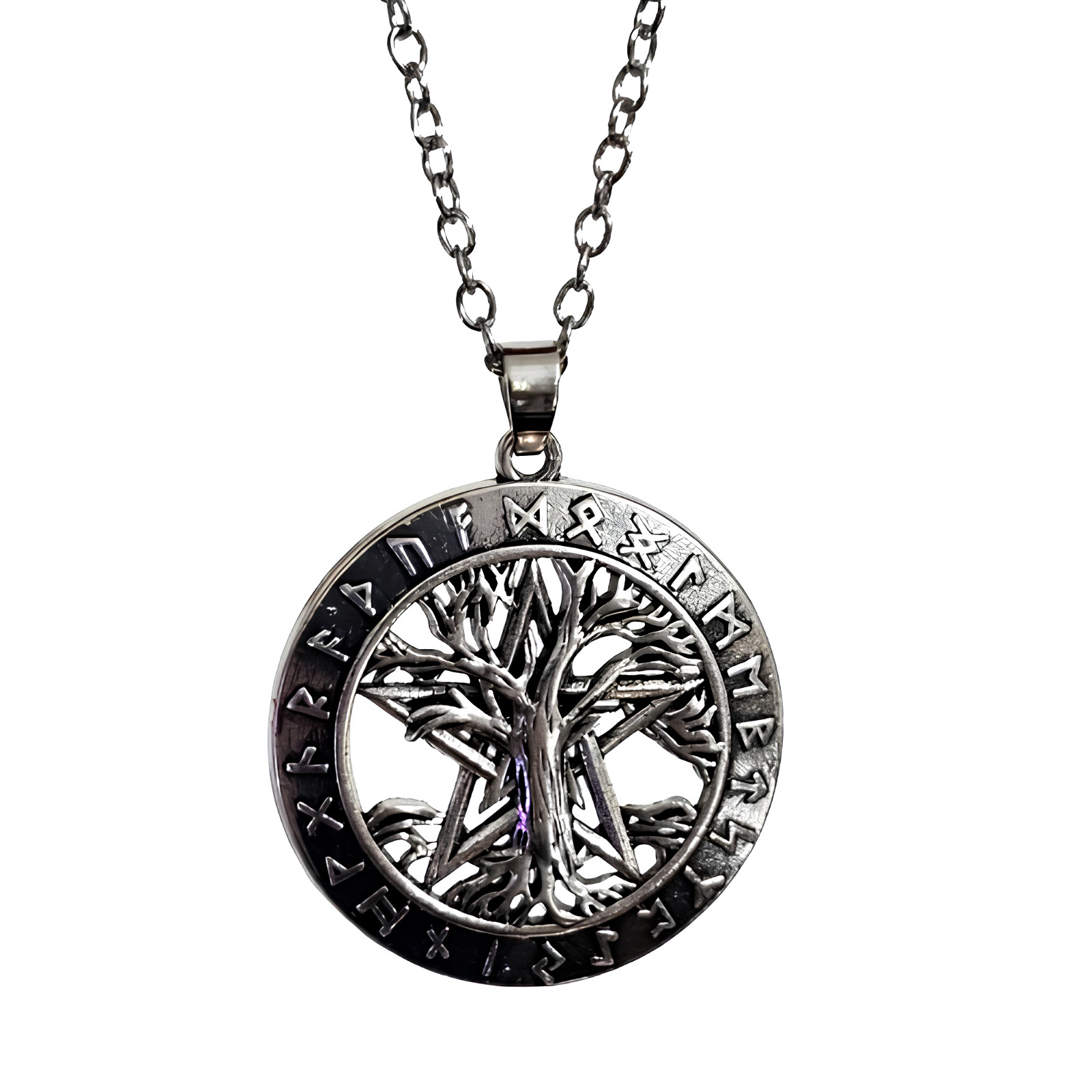 Pentacle Tree of Life Necklace Pendant Chain Necklace Rune Pagan Wicca Jewellery
