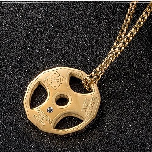 Weight Plate Gym Bodybuilding Fitness Sport Jewelry Necklace Gold