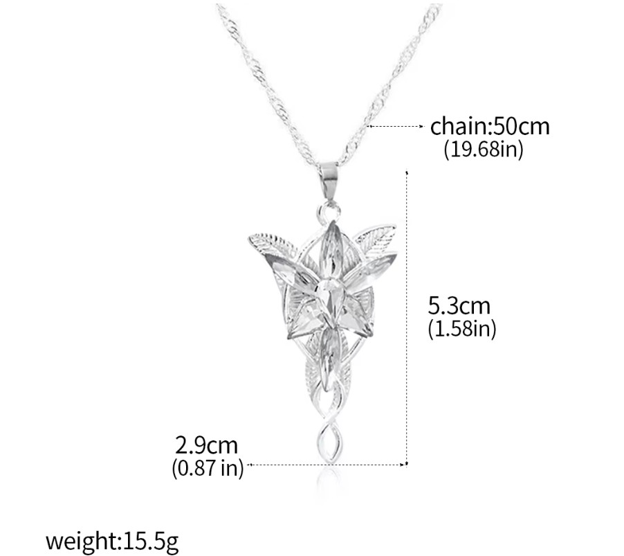 New Lord of The Rings Arwen’s Necklace Evenstar Pendant Crystal Silver Chain