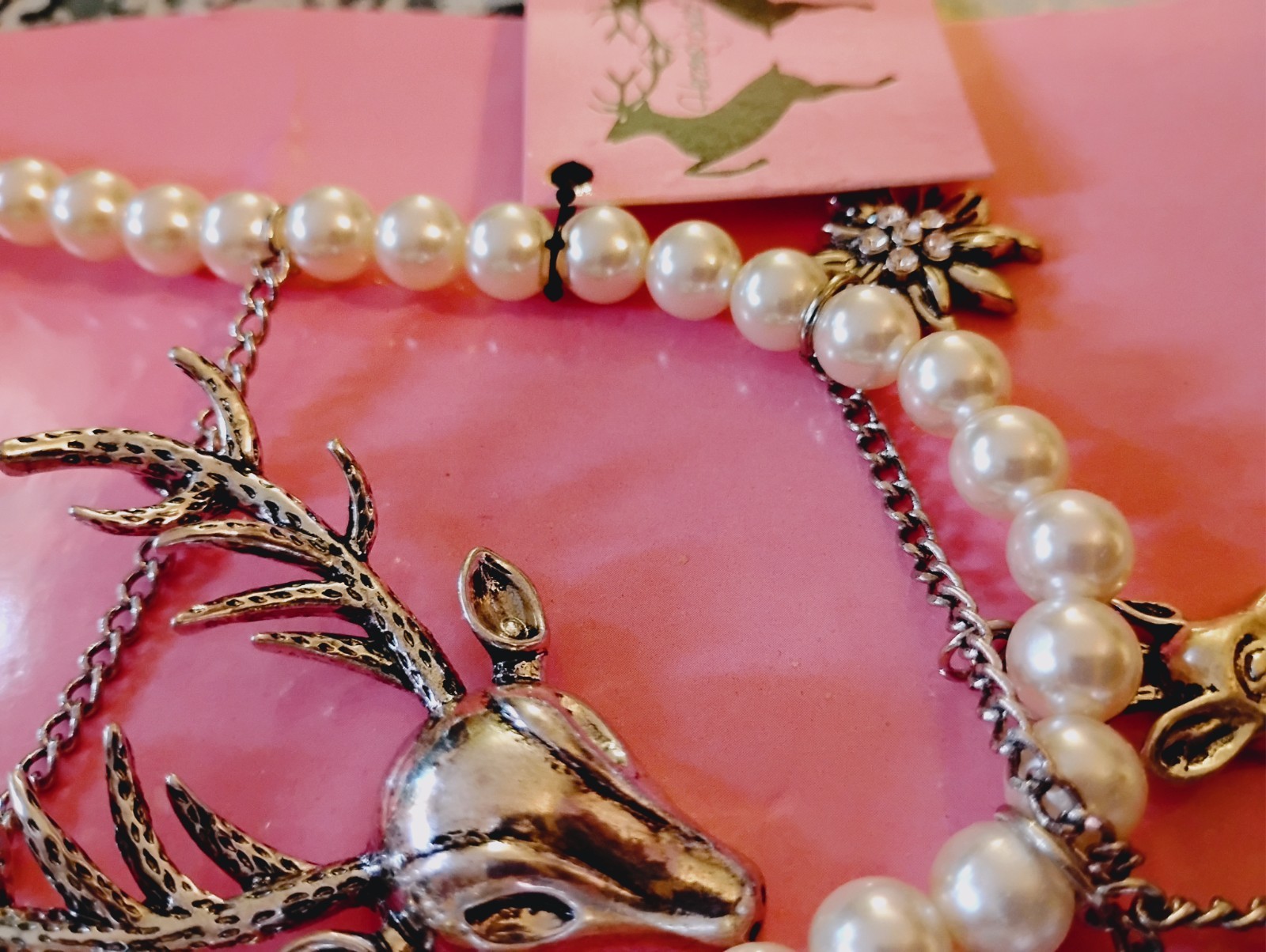 Fashion Jewelry.Germany, HERZENSSCHATZ Edelweiss, Deer charms with false pearls