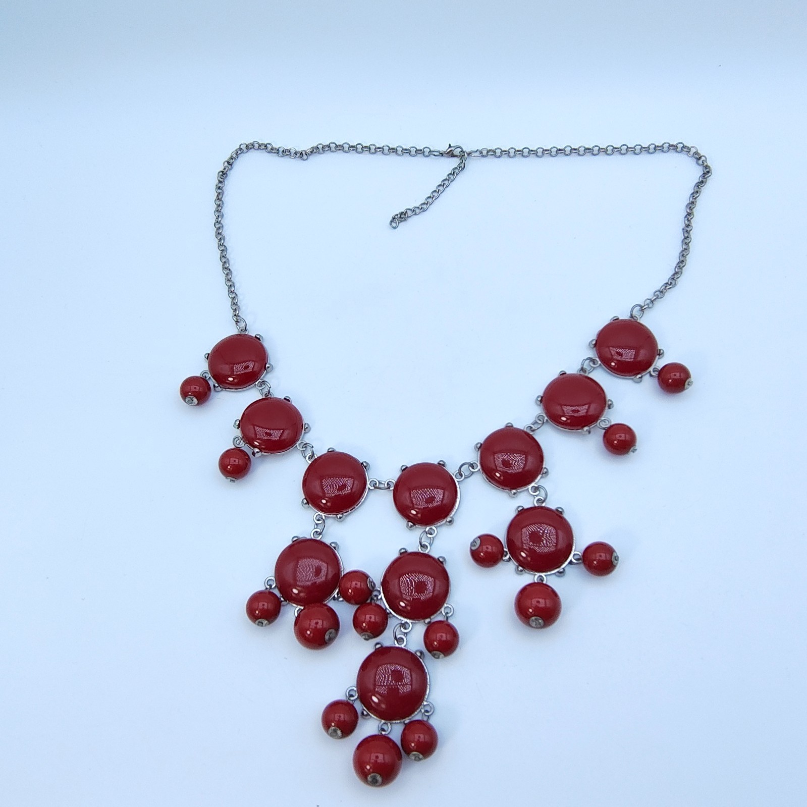 Bold Red Bubble Bib Statement Necklace Y2K Retro Maximalist Chunky Color Pop