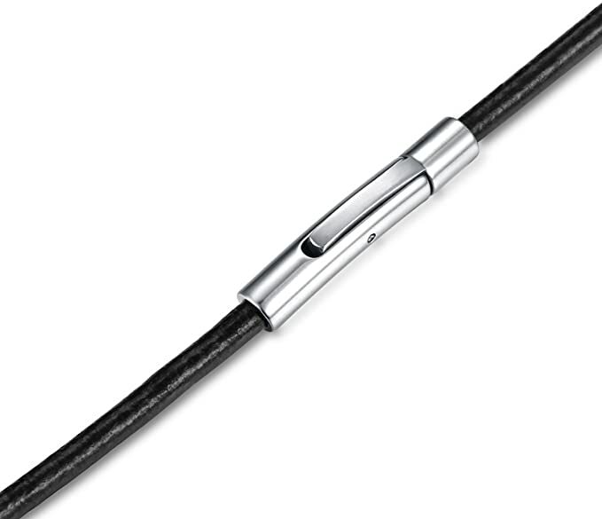 Leather Cord Necklace Black 3mm Bayonet Clasp Choker Surfer Unisex USA