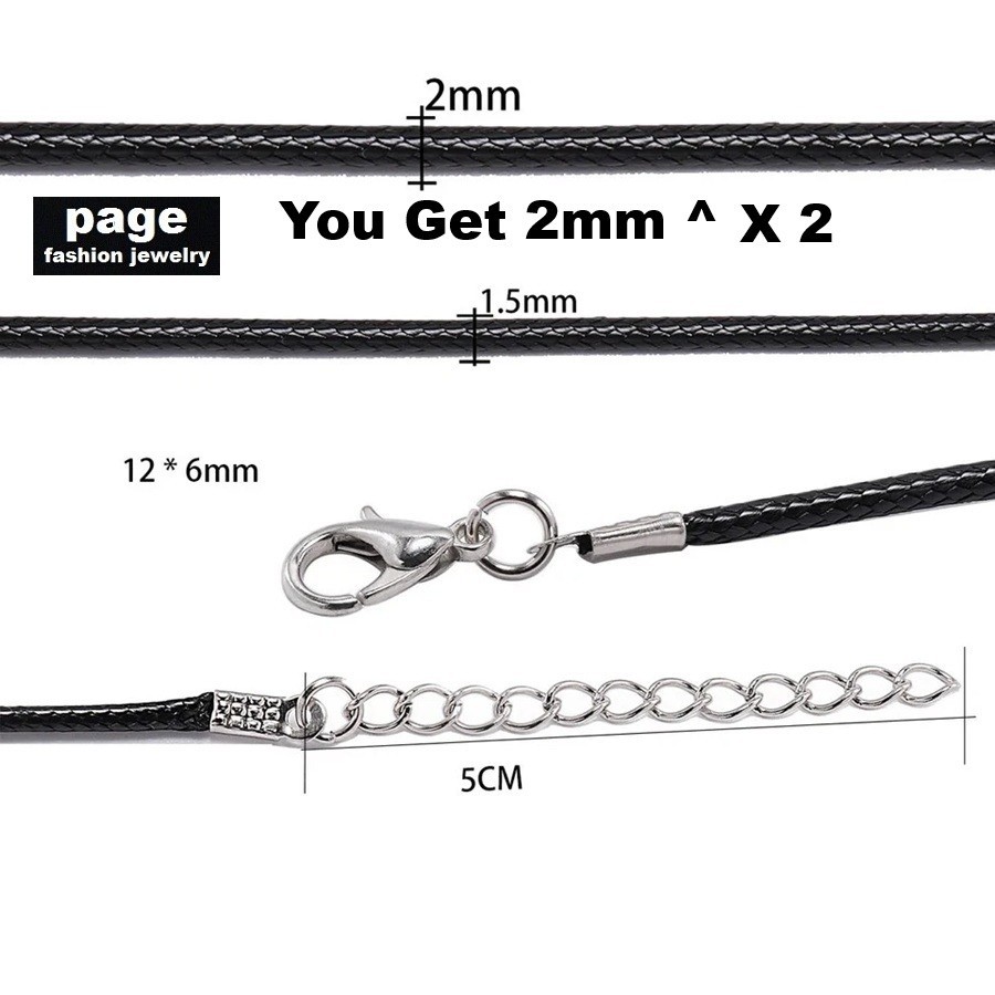 2pcs With 3 Options *2mm* Black/Brown Braided Leather 18″ Cord Necklaces