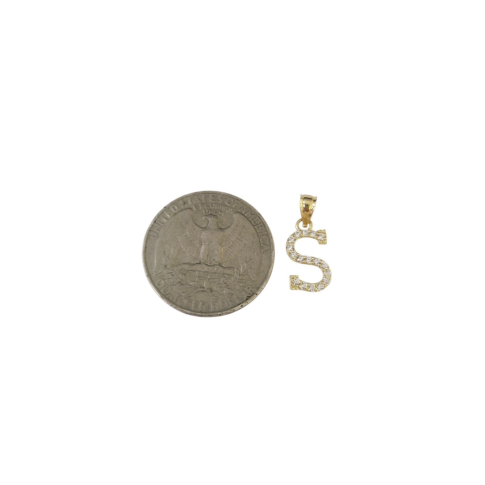10K Gold Solid Franco Chain S Initial CZ Stone Pendant Set 1mm 16 18 20 22 Women