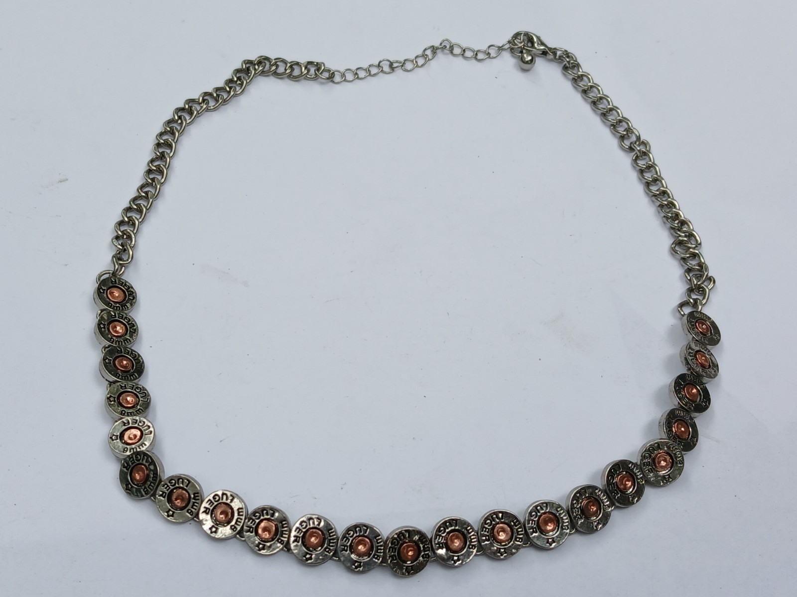Bullet And Casing Necklace 9mm. 18″