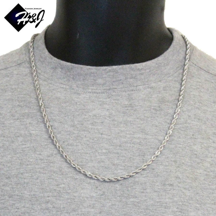 MEN’s Stainless Steel 3.5mm Silver Smooth Rope Link Chain Necklace*18″20″24″30″