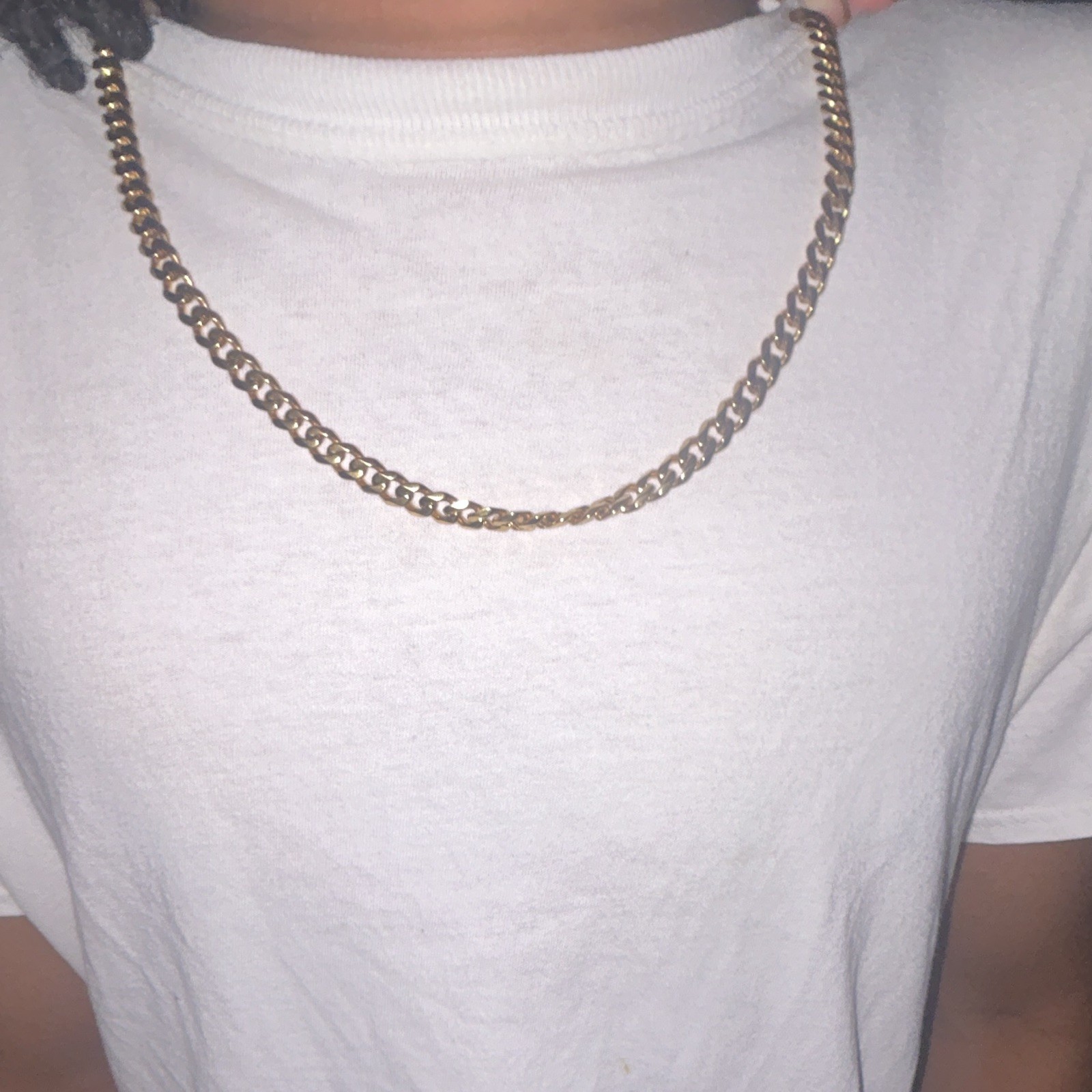 Gold Tone Curb Link Chain Necklace Metal Lobster Clasp No Stone