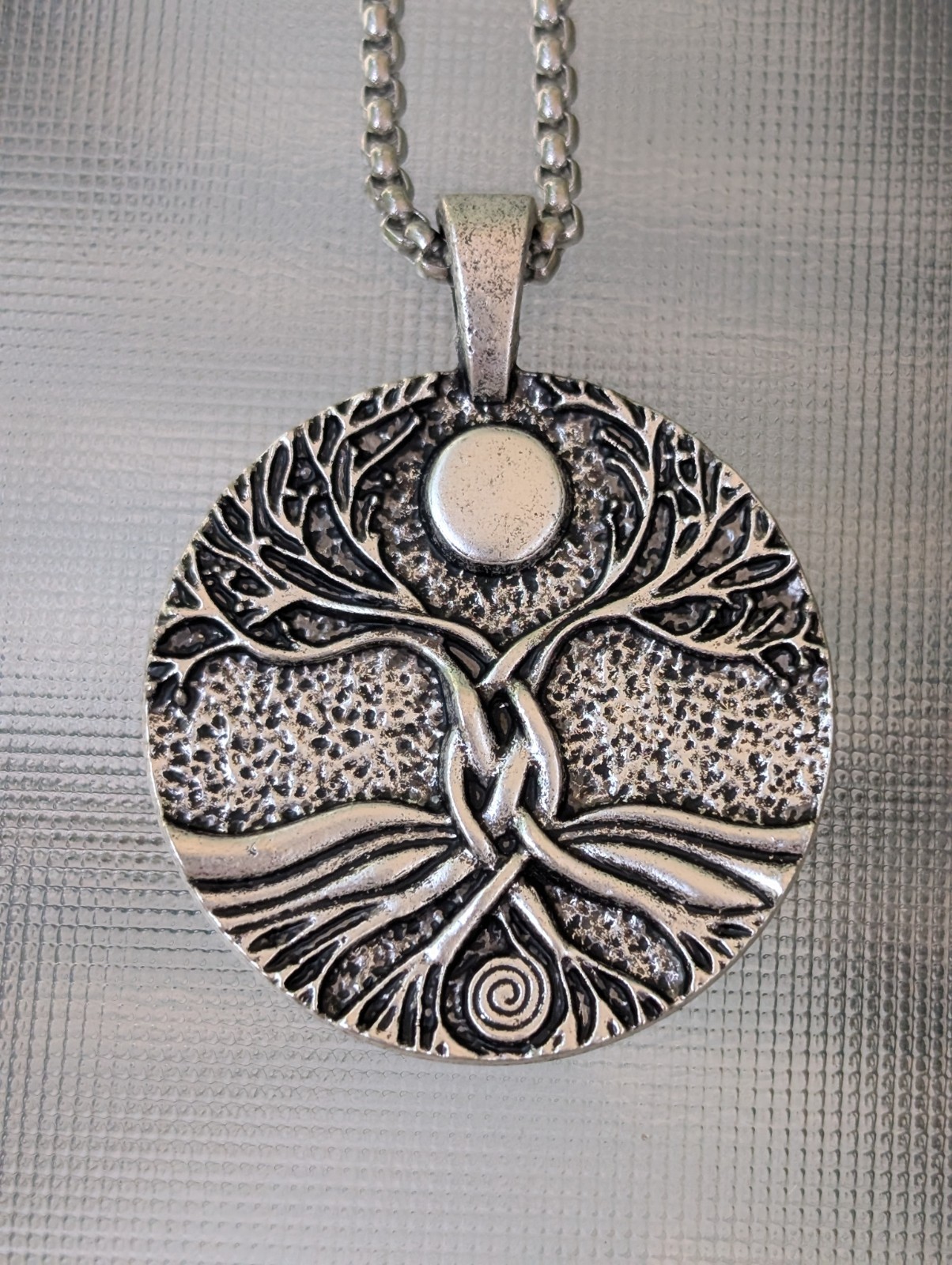 Tree Moon Celtic Knot Style Pendant 1″ Necklace 20″ X32