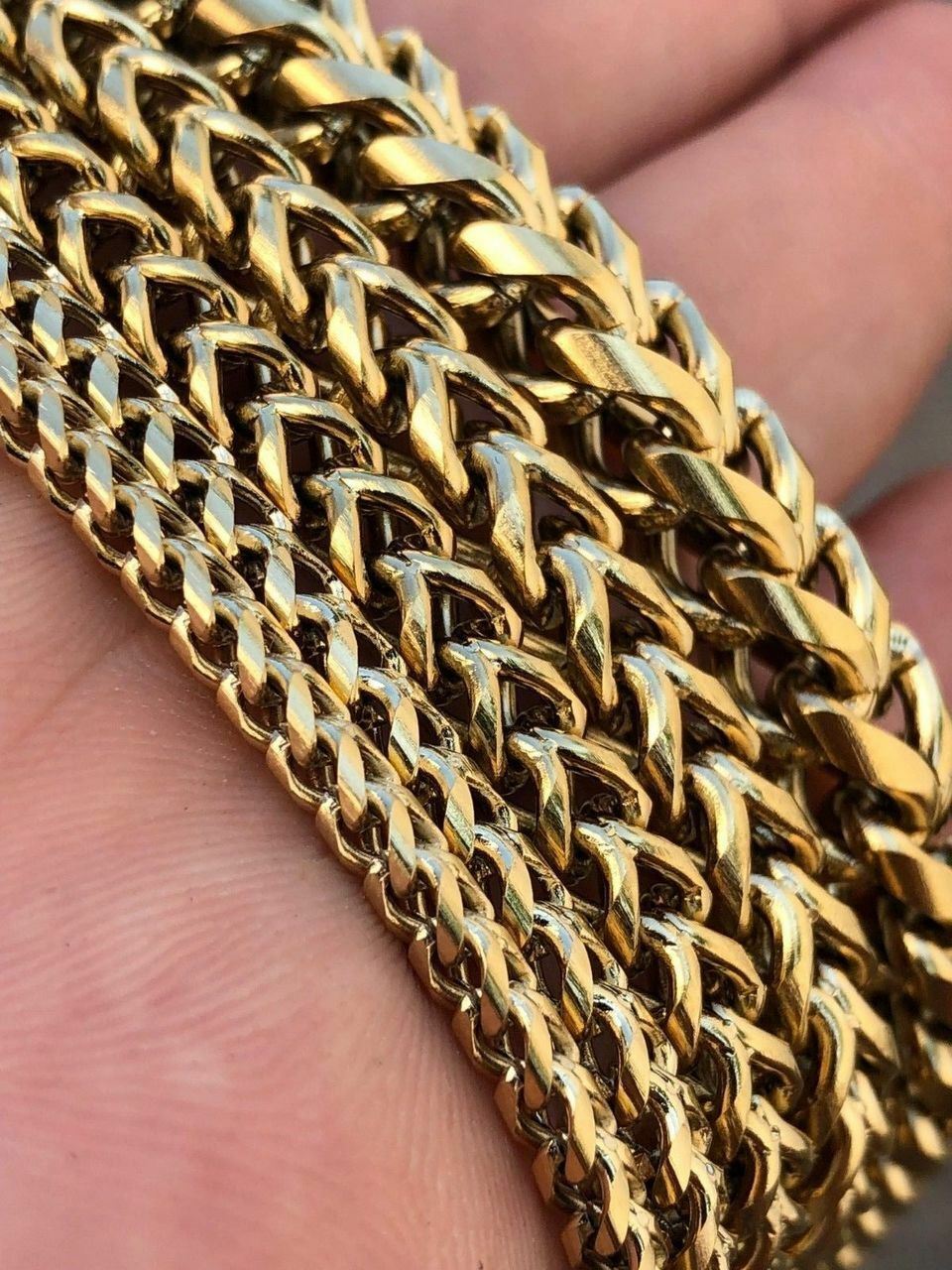 Cadena FRANCO para Hombre Acero Inoxidable Bañado en Oro de 14K LA MEJOR CALIDAD