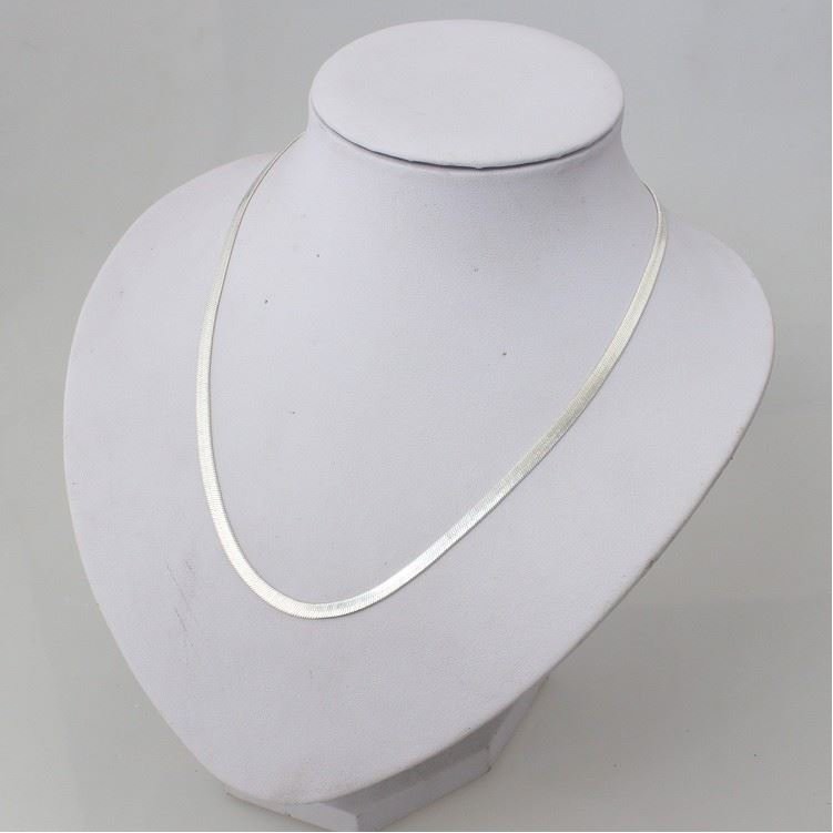 Genuine 18K White Gold Filled 16 inch 2 mm Thin Flat Snake Choker Chain Necklace