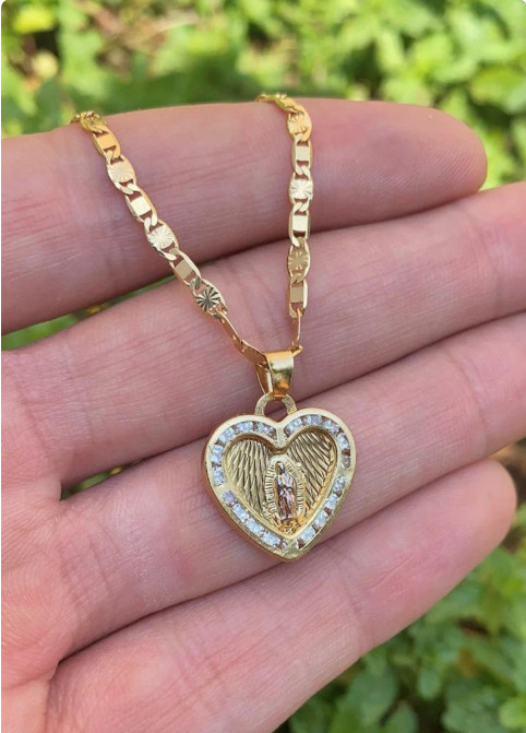 14K Gold Filled Necklace Virgem de Guadalupe Pendant Youth Adults Cadena Jovenes
