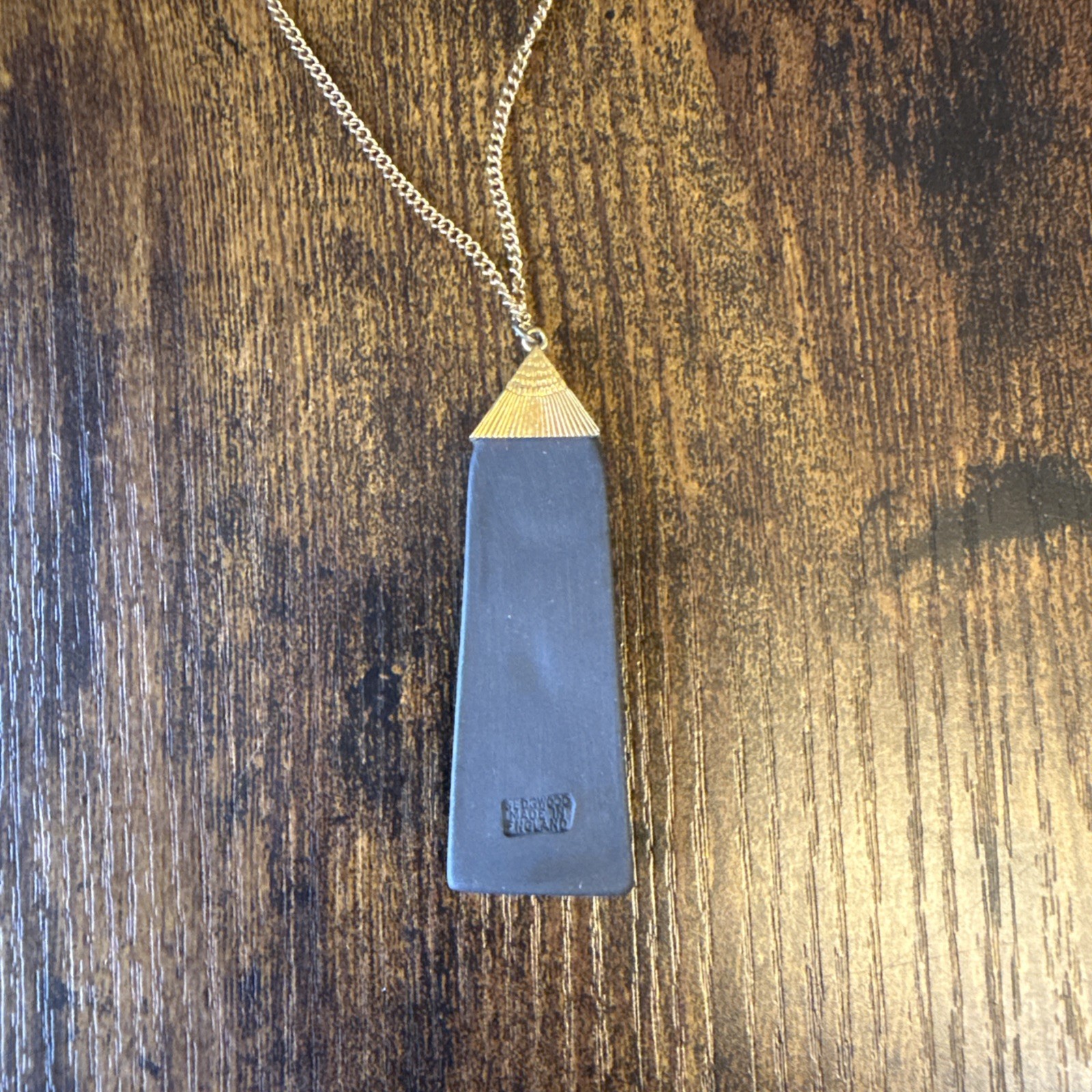 Vintage Wedgwood Black Jasperware Basalt Egyptian Pendant Necklace 46cm