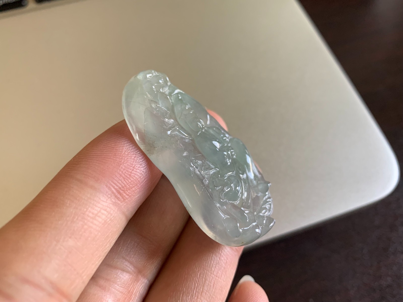 Burmese Natural Ice Jade Jadeite Guan yin Statue Scenery Pendant Jewelry