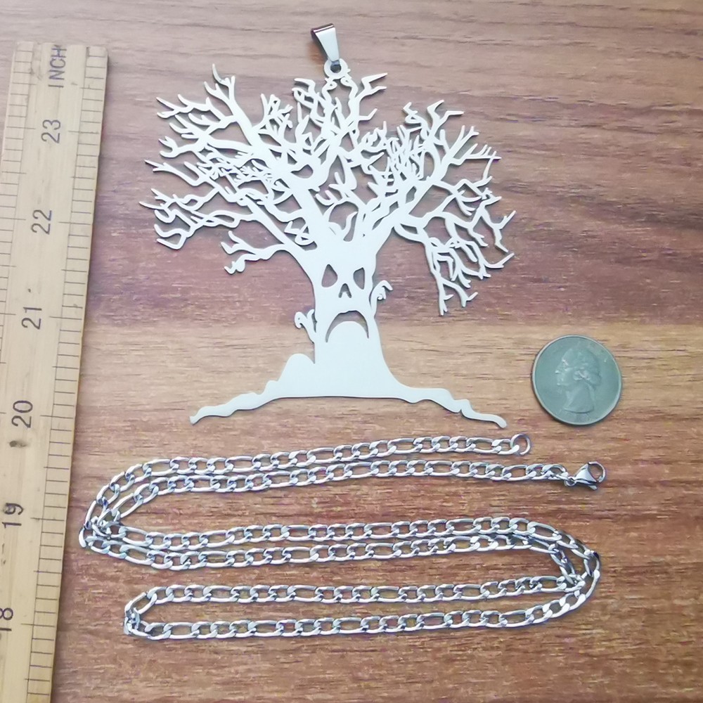 Haunted Mound Sematary symbol S.steel Pendant with 30inch Figaro link Necklace