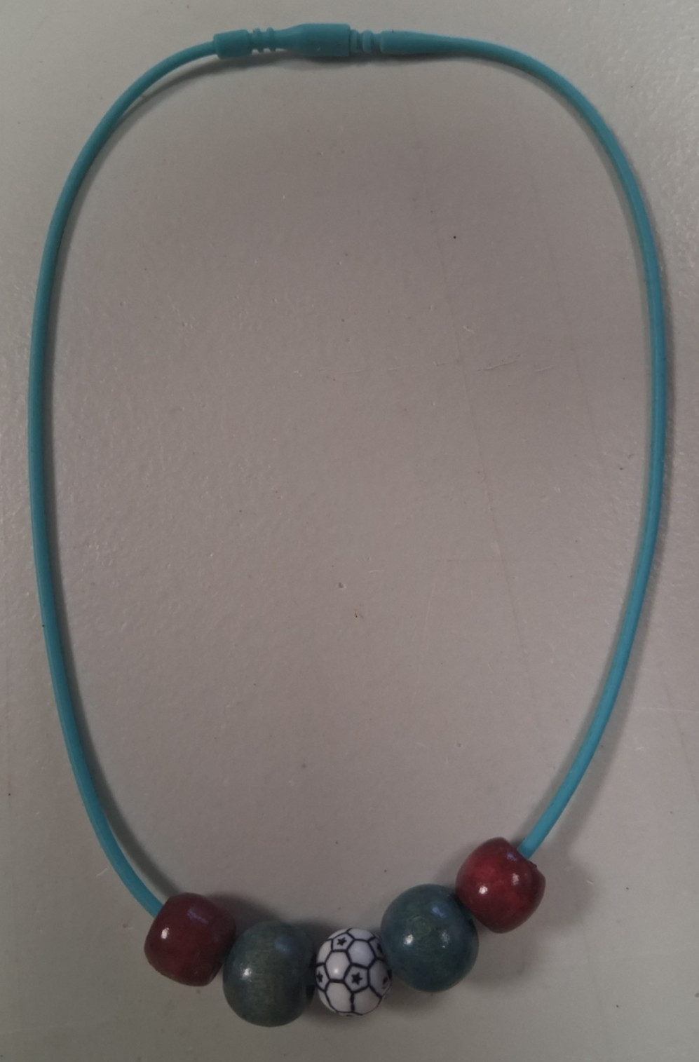 Necklace Colliers, Sports, Basketball, Wooden Beads, Navy Blue