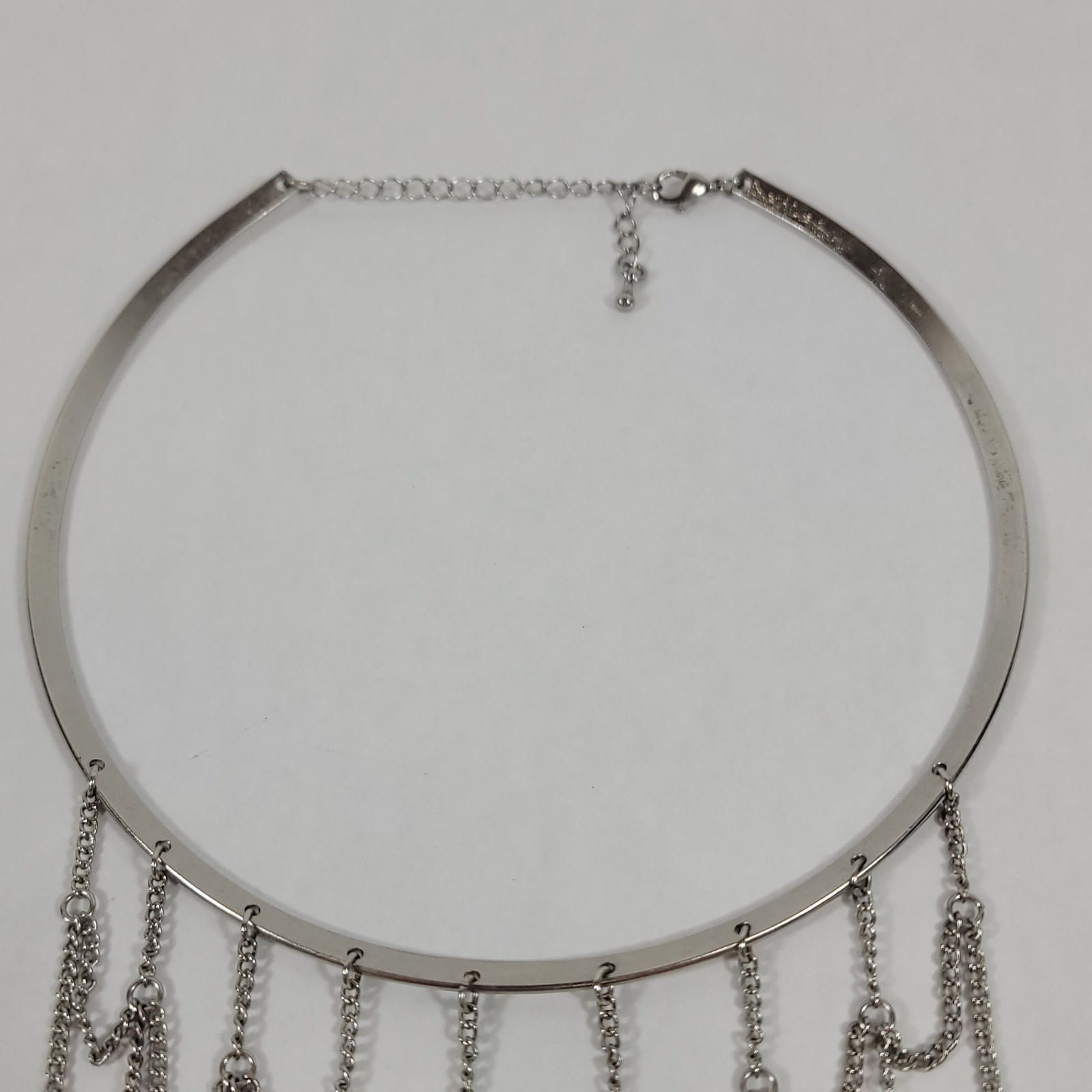 Unique Hoop Collar Chainmail Chainlink Style Silver Tone Metal Necklace Choker