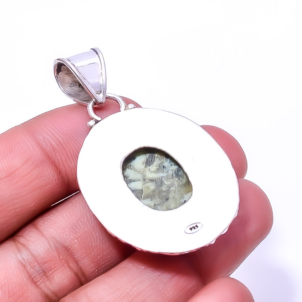 Chrome Chalcedony/Mtorolite Fine Art 925 Sterling Silver Pendant 1.95″ Christmas