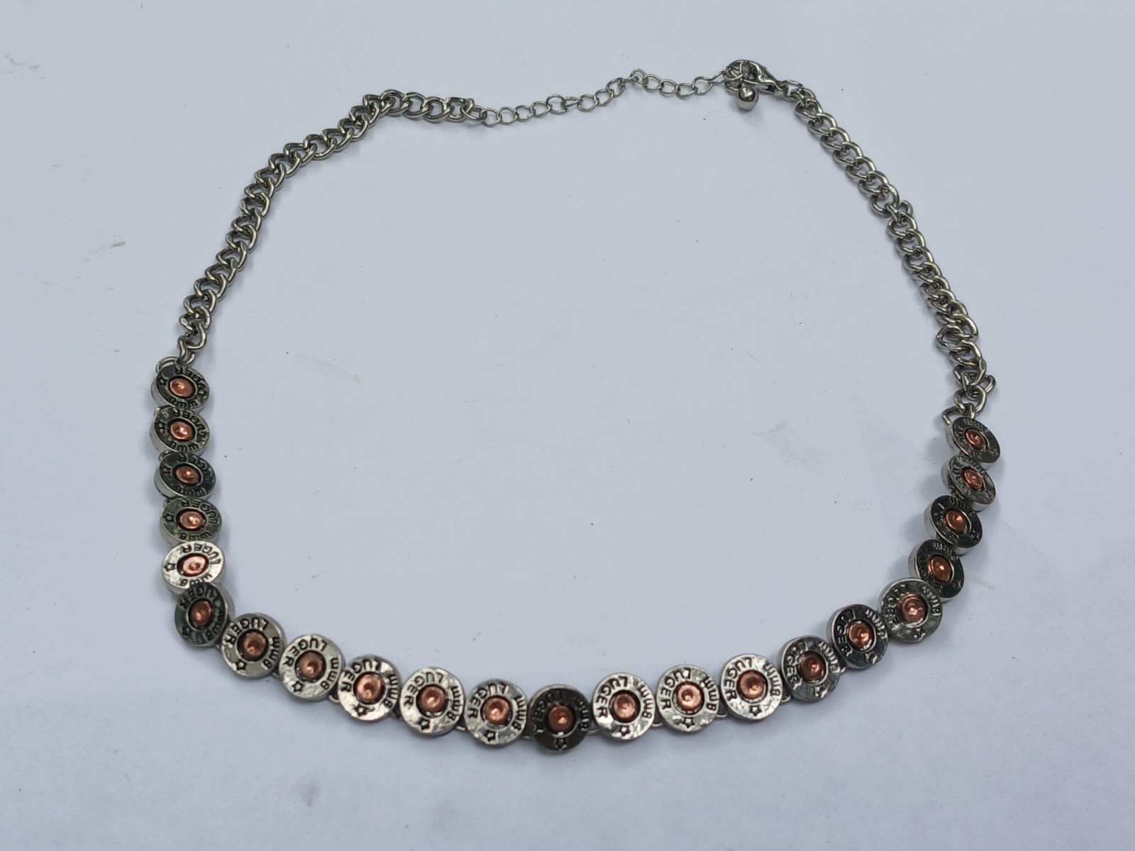 Bullet And Casing Necklace 9mm. 18″