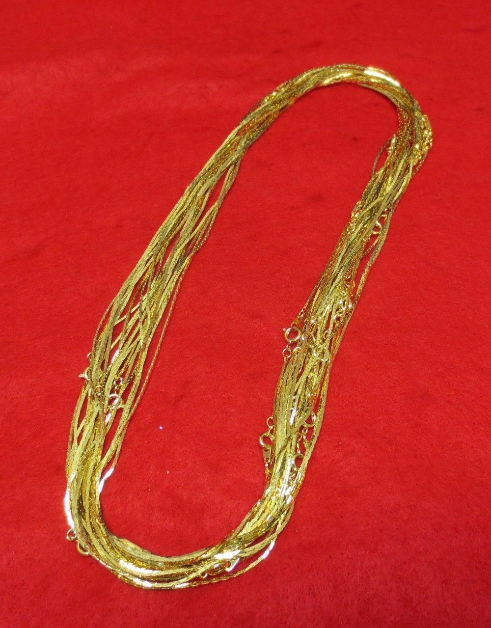 WHOLESALE LOT OF 5 14KT GOLD EP 16 INCH 1MM COBRA NECKLACES