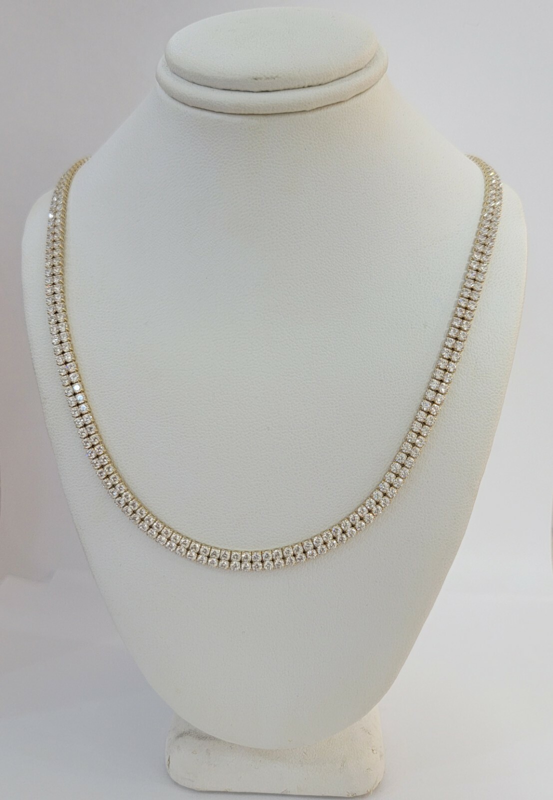 10k Yellow Gold Chain Real Tennis Necklace 18″ 20″ 22″ Two-row Stone Mens Women