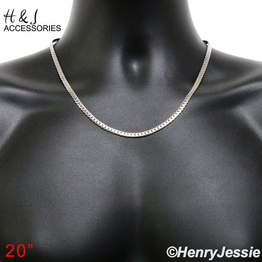 18-40″MEN 316L Stainless Steel 4mm Silver Miami Cuban Curb Link Chain Necklace