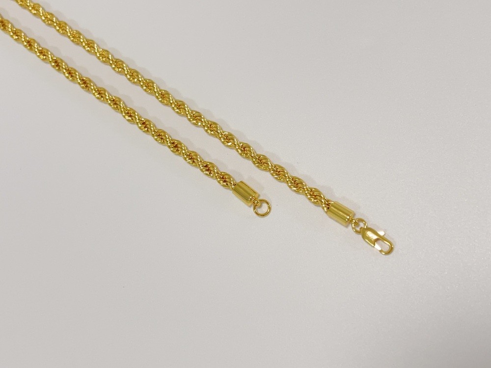 REAL 18K Yellow Gold Twisted Singapore Sparkle Chain Necklace 5mm 60cm