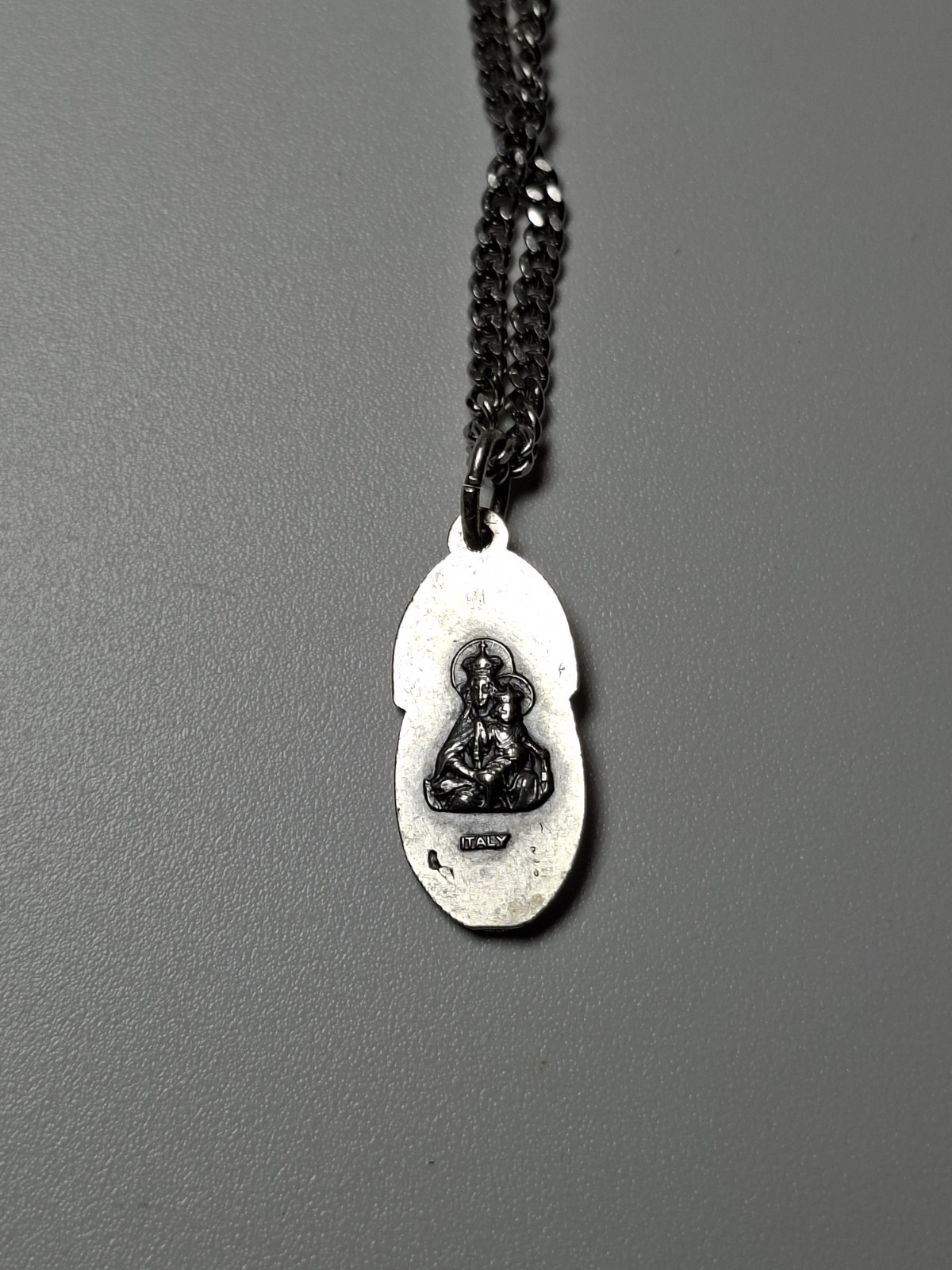 Silver Tone Holy Spirit Religious Pendant Necklace Dove Cross Made In Italy